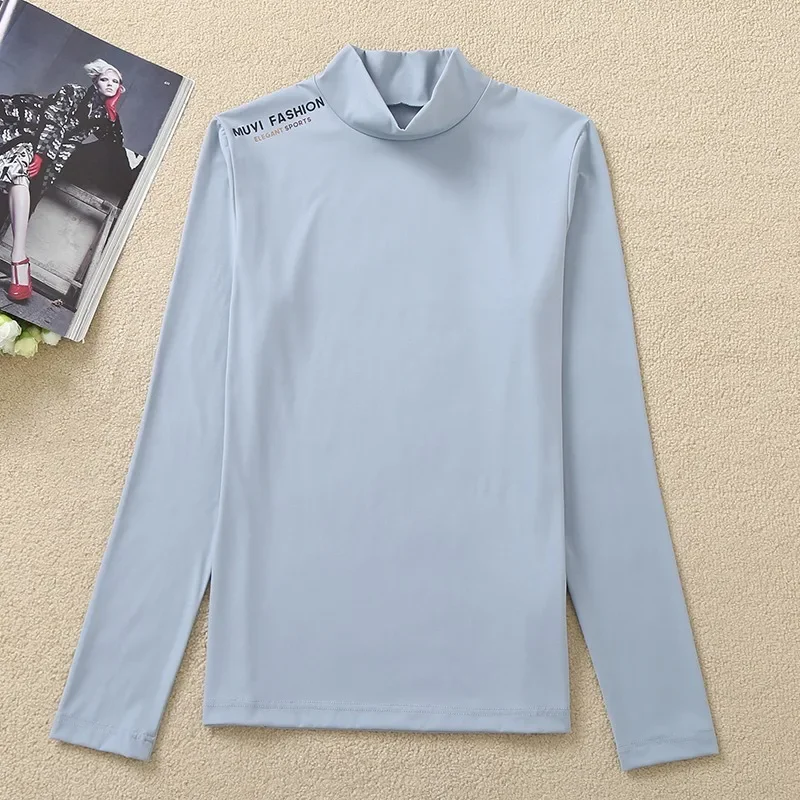 Autumn and winter golf undershirt women's long sleeve turtleneck slim T-shirt