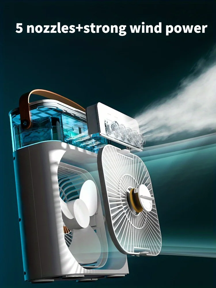 Sa1dd0a36c55447bbb55f540953efd8399 Spray Small Fan Five Hole Humidification Small Refrigeration Air Conditioner Mini Fan Water-cooled Silent Air Cooler Portable Mallzona