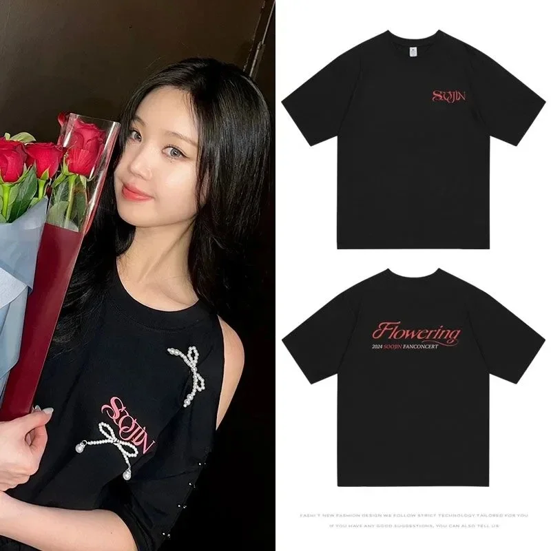 

KPOP SOOJIN Flowering Merch Short Sleeve T Shirt Women Men Aesthetic Graphic Tshirt Cotton Tees Streetwear Clothes