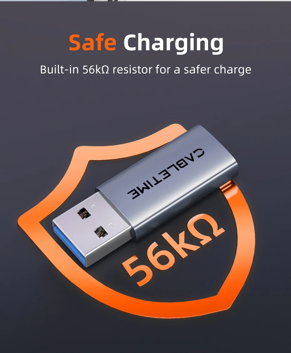 CABLETIME 10 Gbit/s USB-auf-Typ-C-OTG-Adapter Gen 2 Hochgeschwindigkeits-Datenübertragung USB-C-Stecker auf A-Buchse für MacBook Pro iPhone 16 iPad – Detail 17