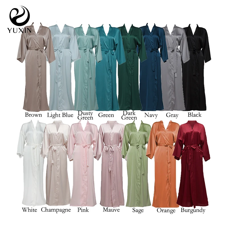 Long Chiffon Satin Robes Women Sleepwear Bride Robes 2022 Bridesmaid
