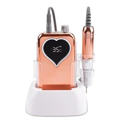 Hot Sale OEM Professional Heart Shape HD Display 35000rpm Electric Rechargeable Cordless Nail Drill Machine Portable Manicure 6