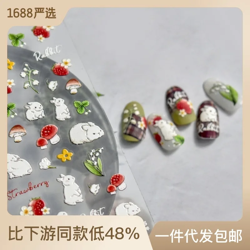 

Embossed Nail Stickers Hot Japanese Cute Nail Stickers Rabbit Smiley Nail Ornament