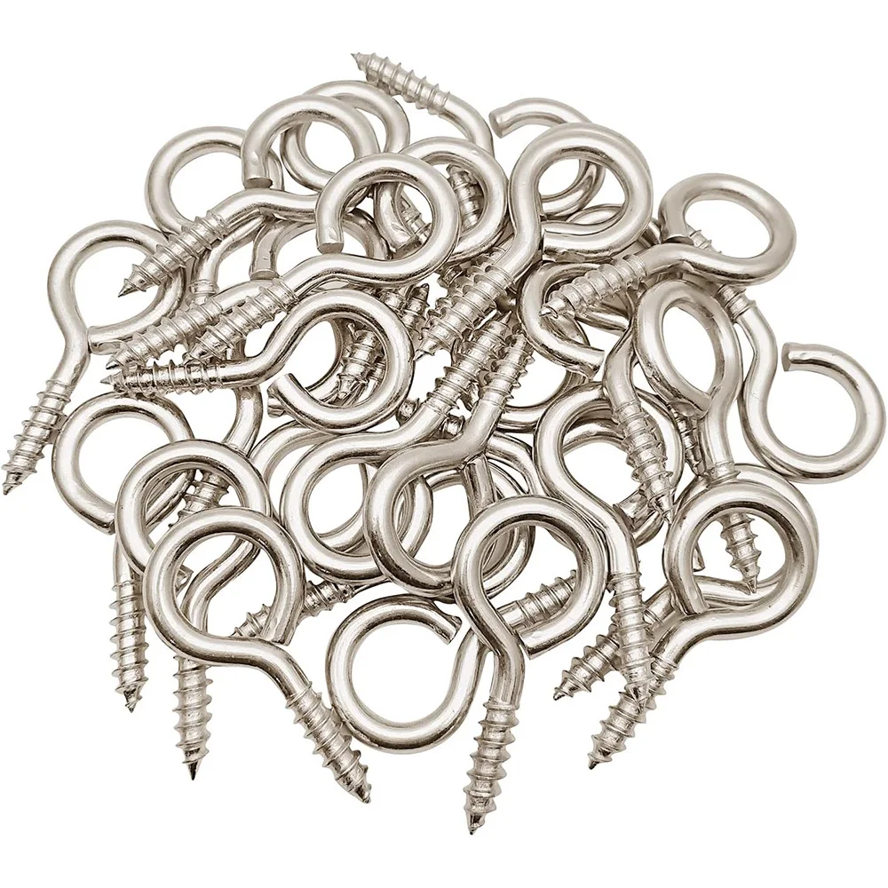 5-50pcs 5#-16# Heavy Duty Eye Hooks Screw Nickel Plated Steel 1# 2# Small Eyelet Screw For DIY Jewelry Craft