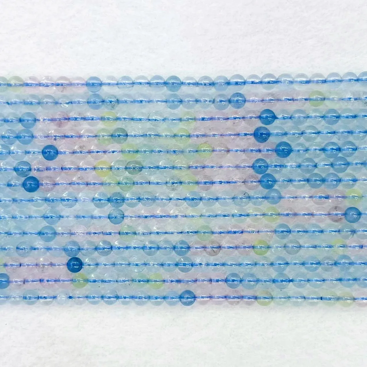 Noble 4mm Natural Aquamarine Round Bead Loose Blue Pink Colorful Aeroides Moonstone Charm Bead For DIY Bracelet Necklace Jewelry