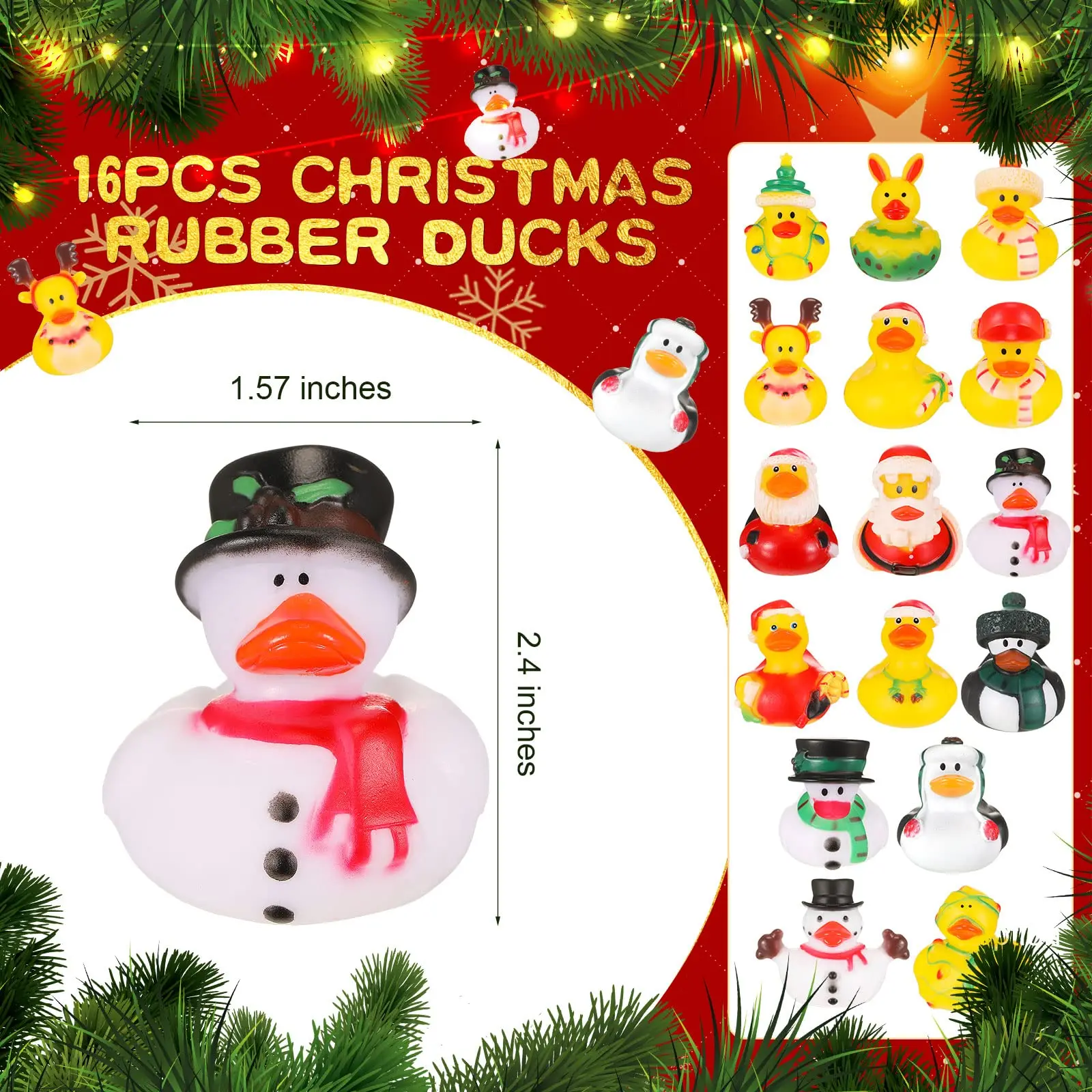 Christmas Rubber Duck Toy Santa Elk Snowman Christmas Duck Decor for Kid Xmas Winter Party Goodie Bag Stucking Filler Classroom 2