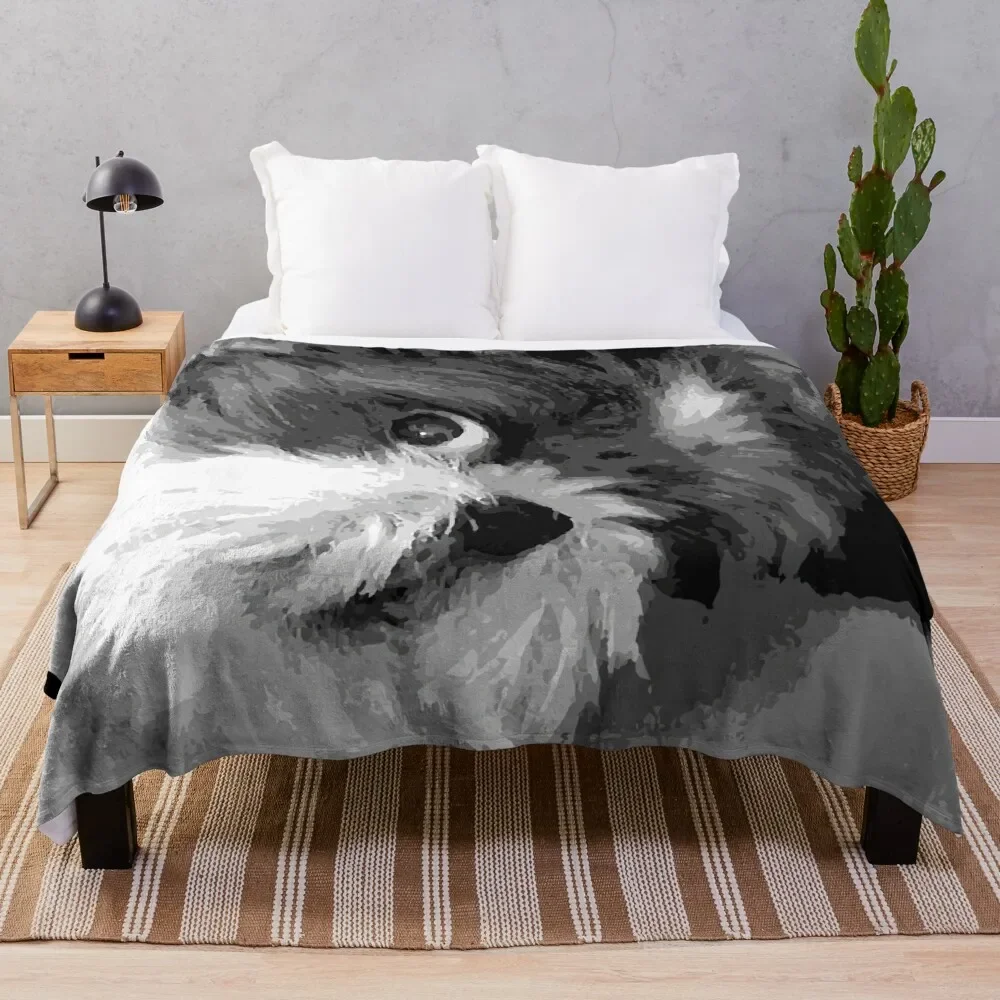 

Say What Cute Shih Tzu dog art Throw Blanket Bed Fashionable Soft Beds Blankets