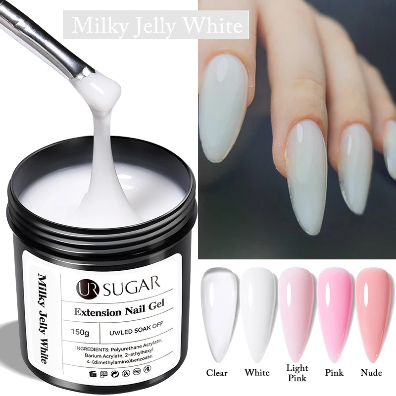 UR SUGAR 150g Nail Extension Gel Milky White Clear Nude Acrylic Hard Gel For French Nails Art Manicure Semi Permanent UV Varnish