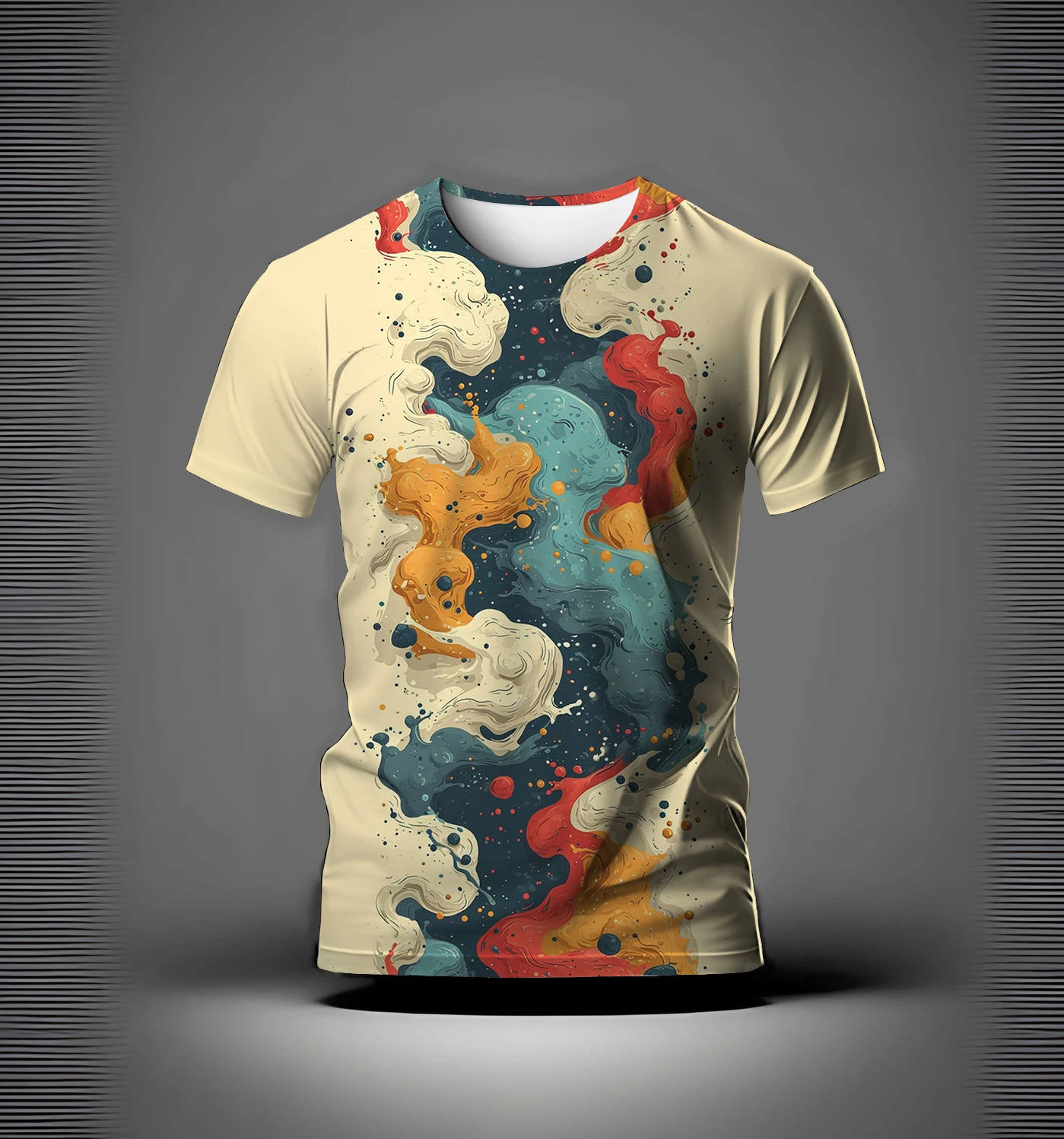 

Summer men's T-shirt gradient color 3d printed round neck fashion street casual short sleeve top T-shirt oversized men's clothin