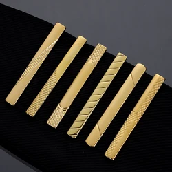 Luxurious Tie Clip Classic Simple Style Pin Clasp Bar Gold Color Male Business Necktie Clip Clasp Metal Men Jewelry Accessories