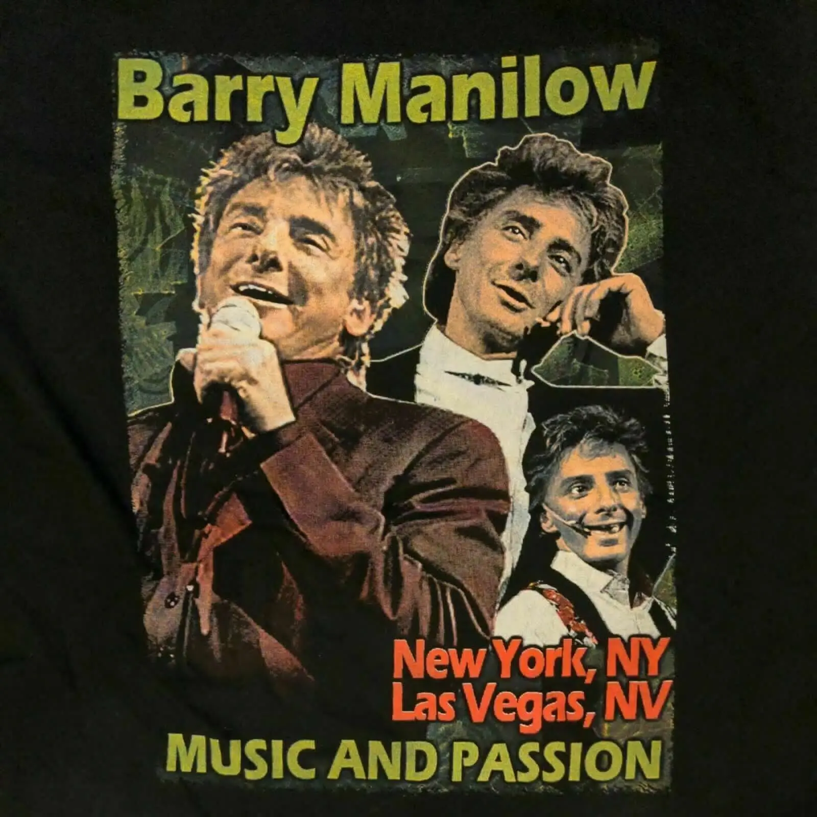Maglietta Vintage Las Vegas Barry Manilow Classic Black Size S 234Xl Li557 Maniche Lunghe O Corte