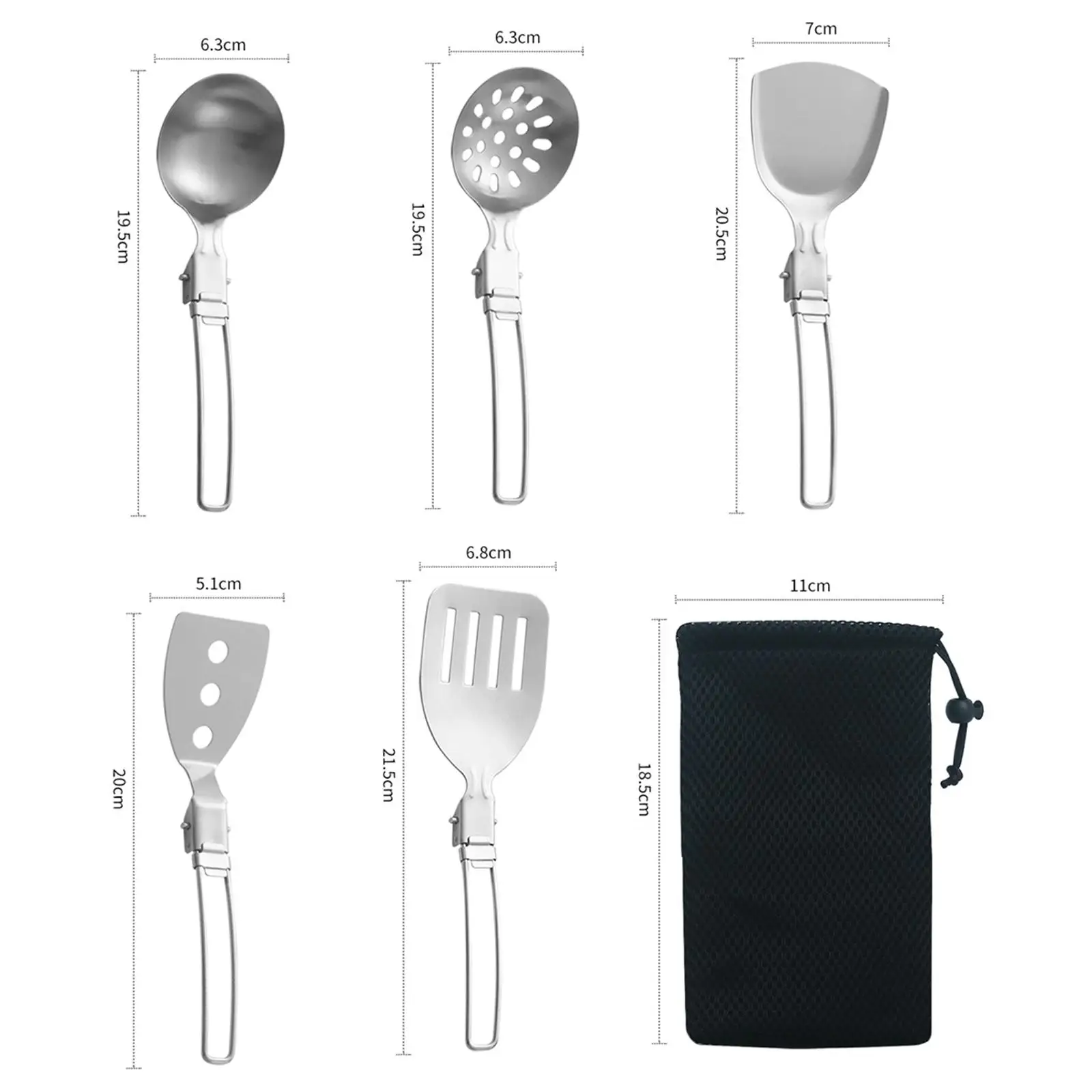 6x Camp Cooking Utensil Set, Cookware Kit ,Cooking and Grilling Outdoor Kitchen