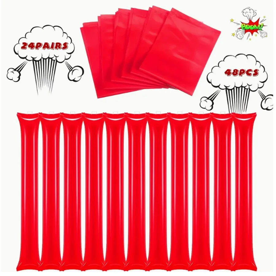 48 packs of thickened Cheering sticks Hand-held balloon sticks Cheering props Cheerleading gas inflatable sticks