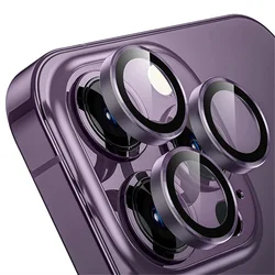 Premium Metal Camera Lens Protector - Durable Glass Shield for 14 - 14Plus (2PCS) (Dark Purple)