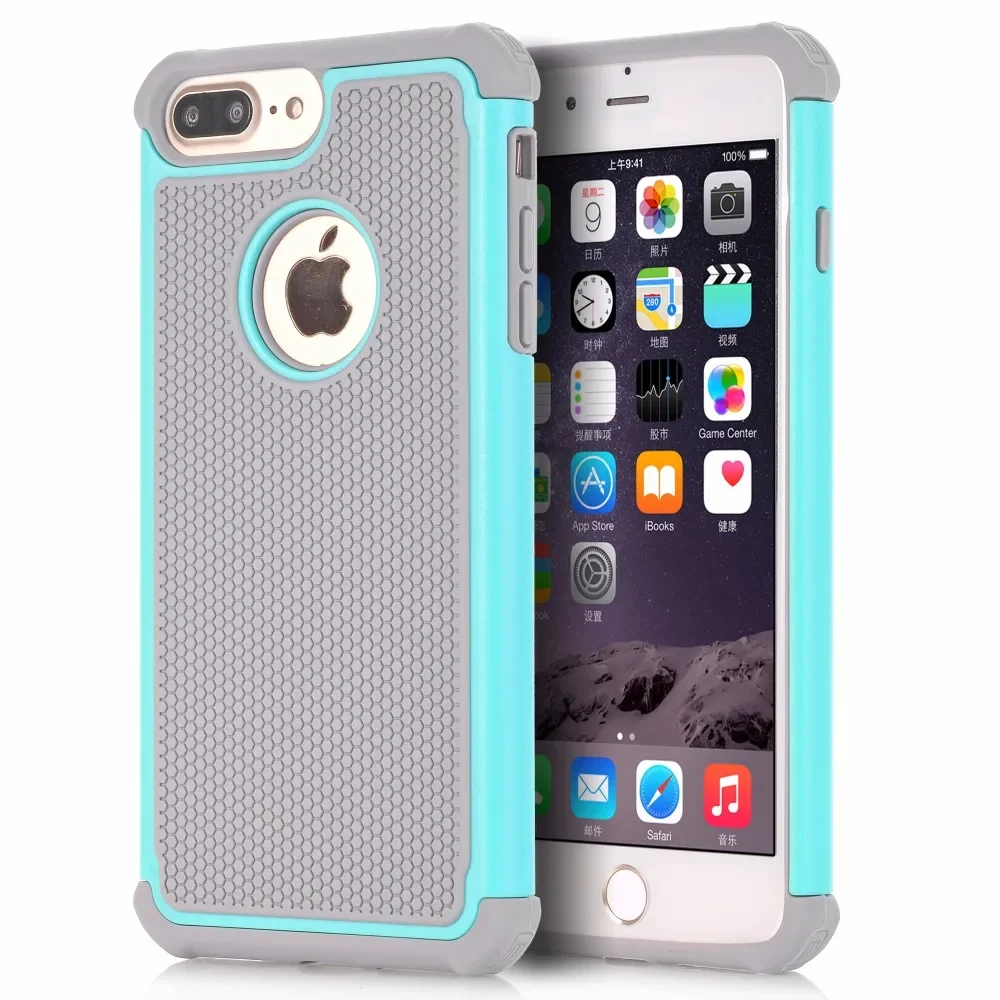 Case for iPhone 6 6S 7 Plus,PC+TPU Dual Protection Full-Body Protect Case for iPhone 7 Shockproof Cover Shell w/Screen Protector