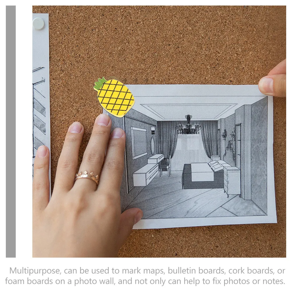 40개 나무 헤더핀 장 푸시핀 다용도 코르크 게시판 핀 사진 벽 지도 고정용 헤더핀