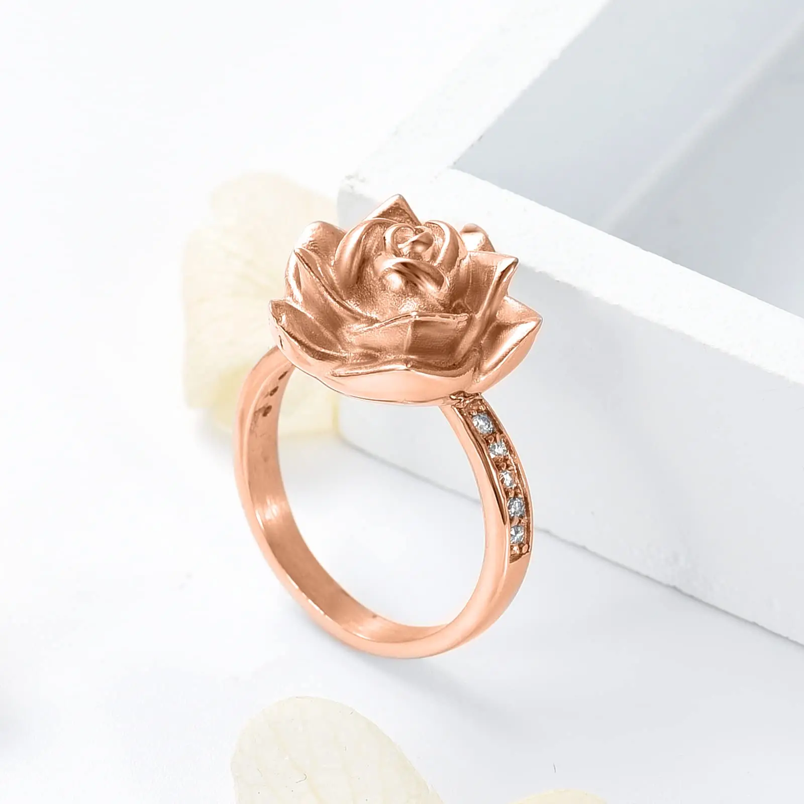 Cremation Urn Ring Stainless Steel Size optional Openable Ashes Holder Rose Flower Shape Romantic For Lover Valentine's Day Gift