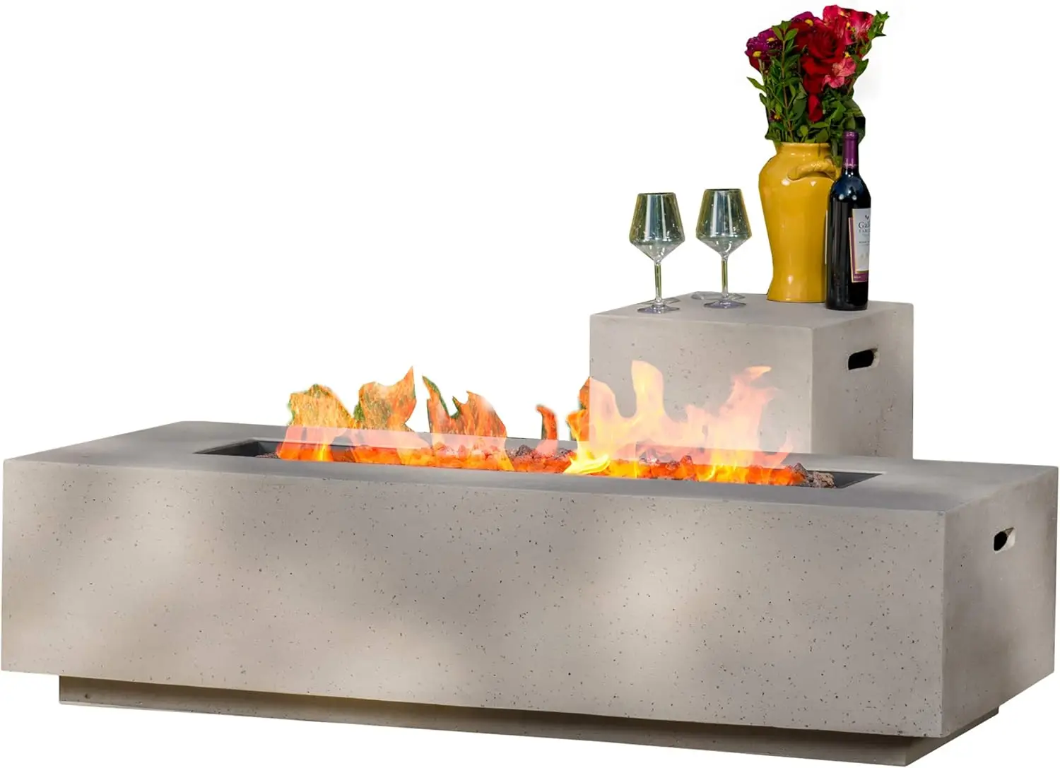 Christopher Knight Home Aidan Outdoor Rectangular Fire Table with Tank Holder, Light Gray