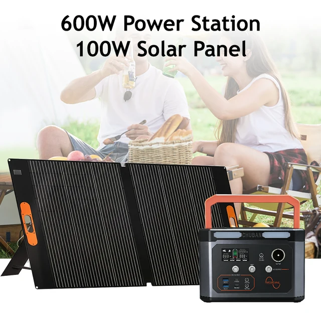 Station d'alimentation portable 600W avec panneau solaire 100W (en option) Générateur solaire 100000MAH pour la maison, la secours domestique, le camping en extérieur et les camping-cars 1