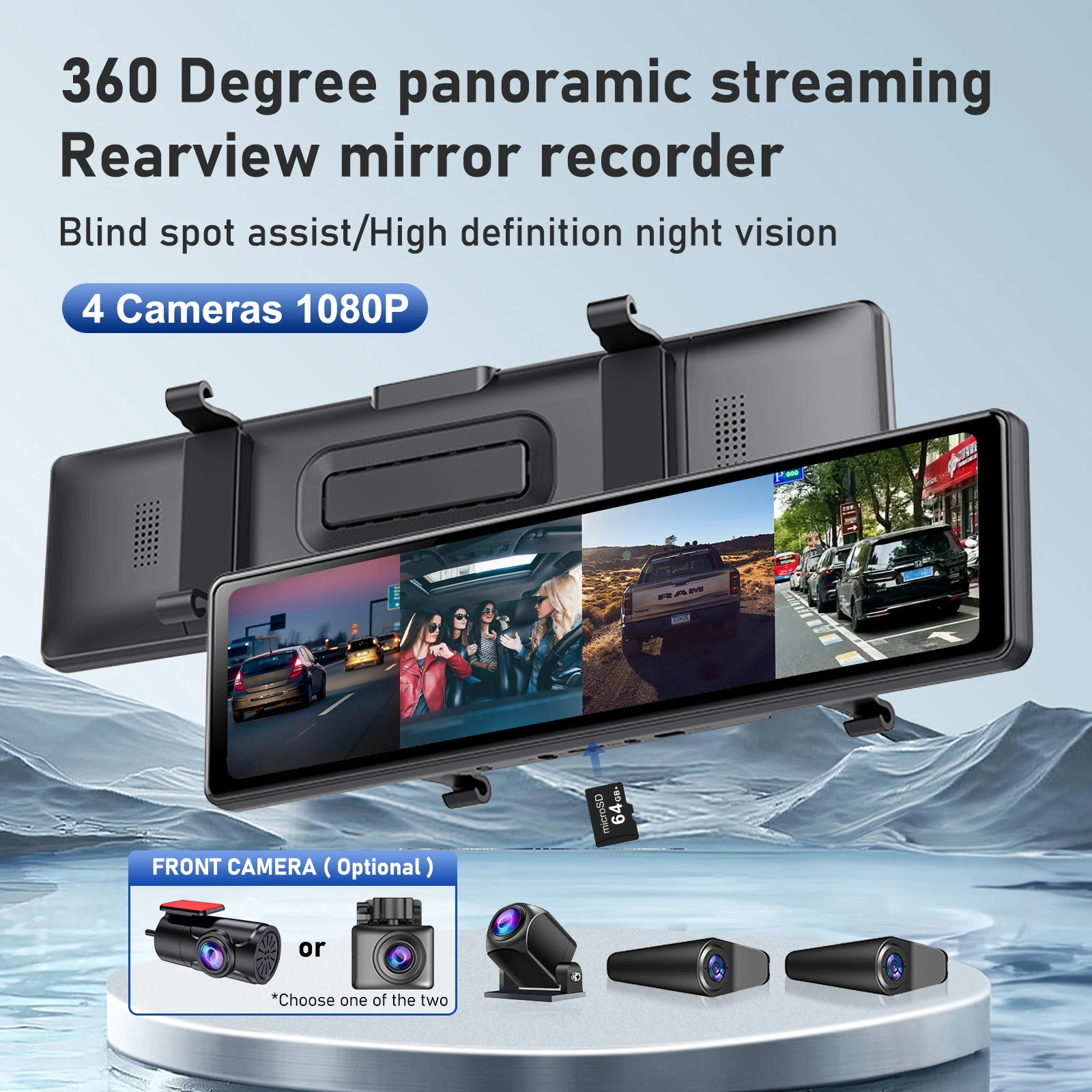 Android Auto Hd Rear View Mirror Recorder Rear View Mirror Dash