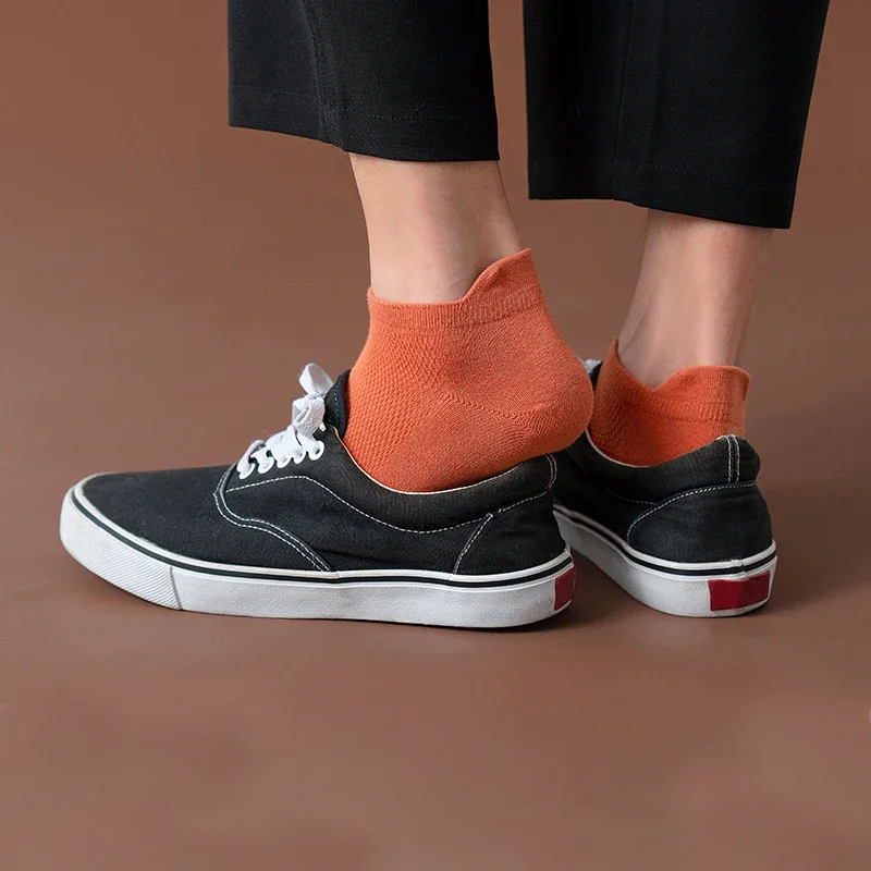 8 Pairs/Lot Men's Breathable Invisible Ankle Mesh Casual Socks Solid Color Male Comfortable Soft Underwear Short Sock