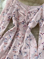 Korean New Spring Summer Women's Jumpsuit Dress V-neck Puff Sleeves Sweet Folds Slim Slimming Floral Wide-leg Shorts UK770 - Image 3