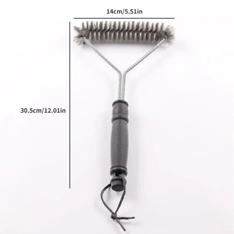 1PC Stainless Steel Wire Barbecue Brush Barbecue Grill Cleaning Brush 12 Inch Y-shaped Net Curl Cleaning