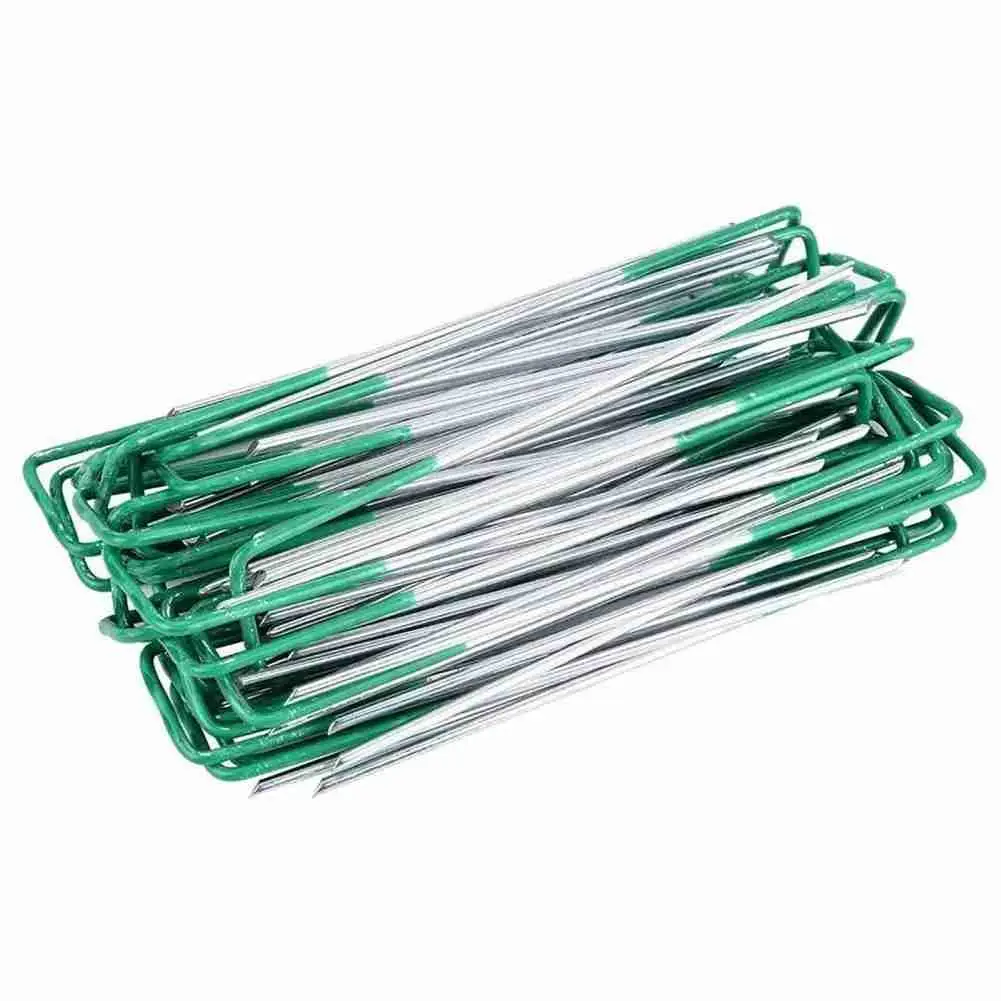 10PCS U-Shaped Steel Fastening Nails Garden Ground Lawn Turf Galvanised Pegs Staples For Greenhouses Insect Nets Shade Nets