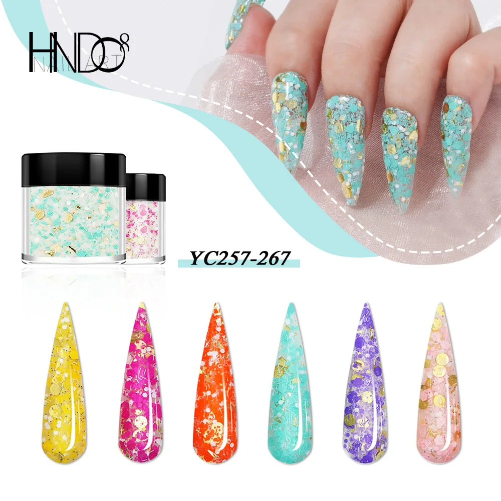 HNDO Bottle 6 Color Dipping Pigment Acrylic Powder Nail Art Glitter DIY Design for Professional Manicure Extension Natural Dry