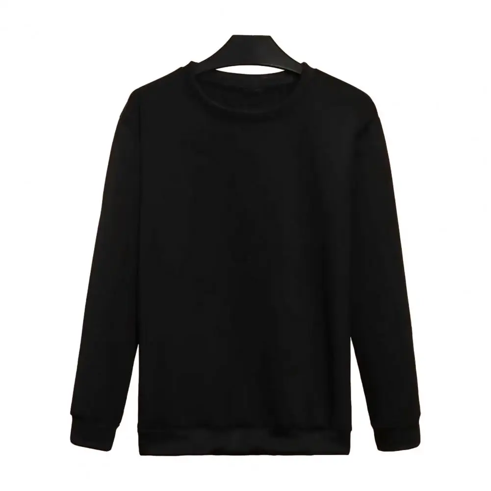 

Long-sleeve Pullover Men's Long-sleeve Round Neck Sweatshirt Autumn Winter Pullover Solid Color Soft Breathable Top for Comfort