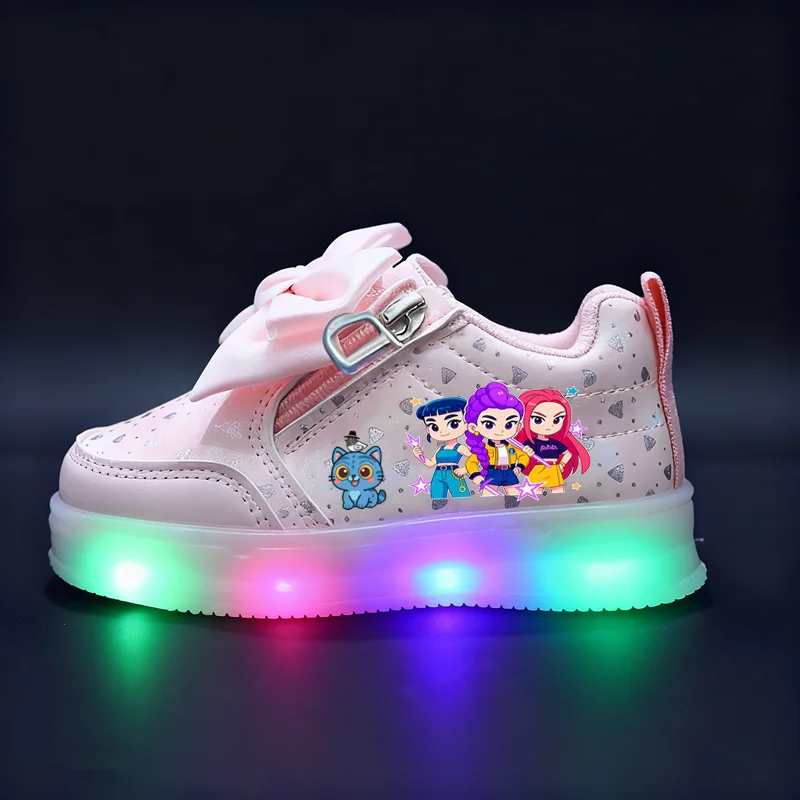 Chaussures LED de dessins animés pour enfants, baskets lumineuses KPop Demon Hunters, lumières pour tout-petits de 2 à 6 ans, chaussures de Sport, cadeau pour filles