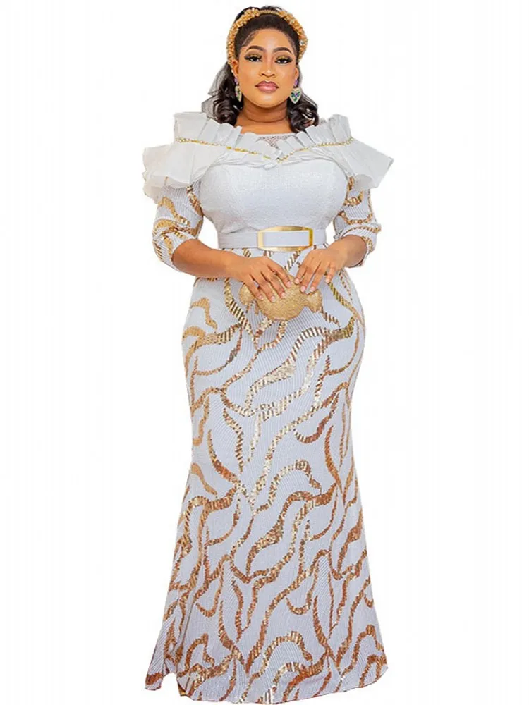 Dashiki African Dresses For Women Elegant Glitter Luxury Dress Hip Wrap Bodycon Wedding Party Evening Birthday Night Celebrity
