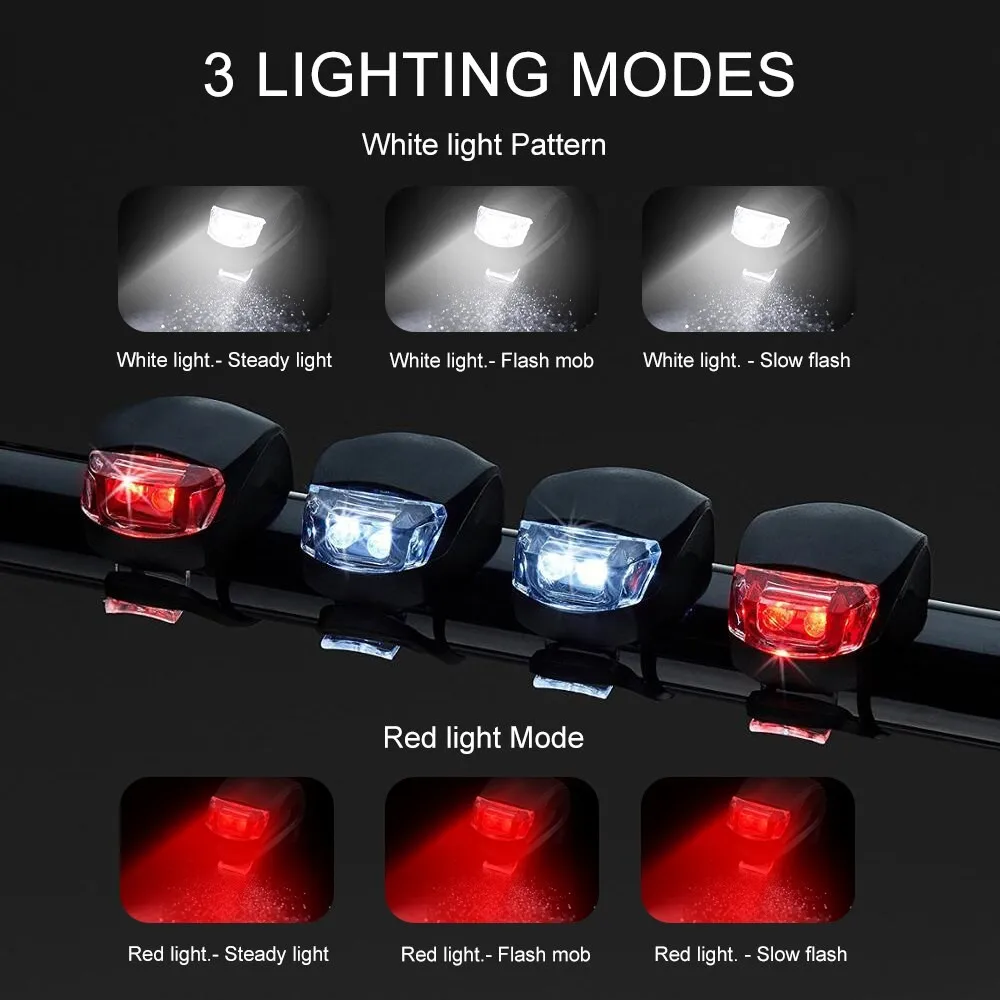 รูปสินค้า ไฟหน้า-ท้ายจักรยาน LED กันน้ำ แฟลชสีสันสดใส