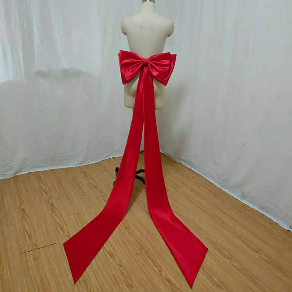 Bow Belt Red Sash Belt For Wedding Dress Red Big Satin Bowtie