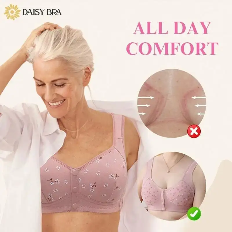 Conveniente botão frontal Daisy Bra para idosos, algodão ativo confortável,  fio livre Floral encerramento Underwear, Lingerie cotidiana, Plus Size -  AliExpress