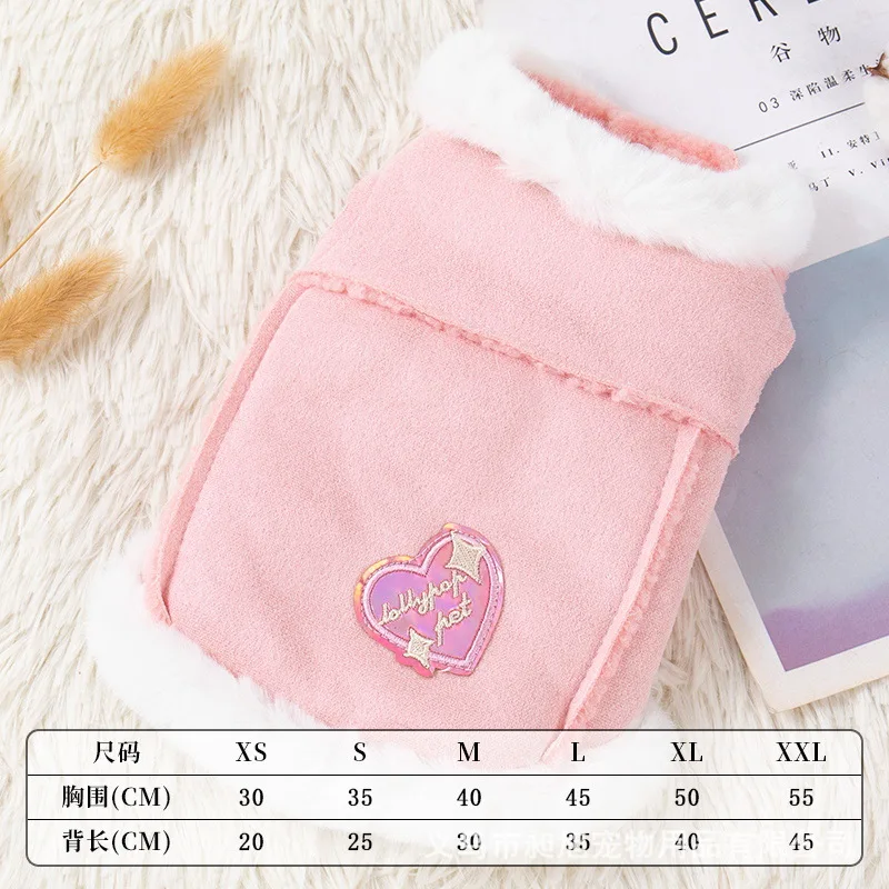 Hearts Jackets for Dogs Clothing Cat Small Letter Print Cute Winter Velvet Warm Boy Pet Dog Clothes Chihuahua Pet Products 2023