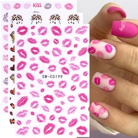 3D Sexy Lips Nail Stickers Leopard Print Love Heart Letter Pink Rose Red Lips Valentines Manicure DIY Romantic Nail Decoration 1