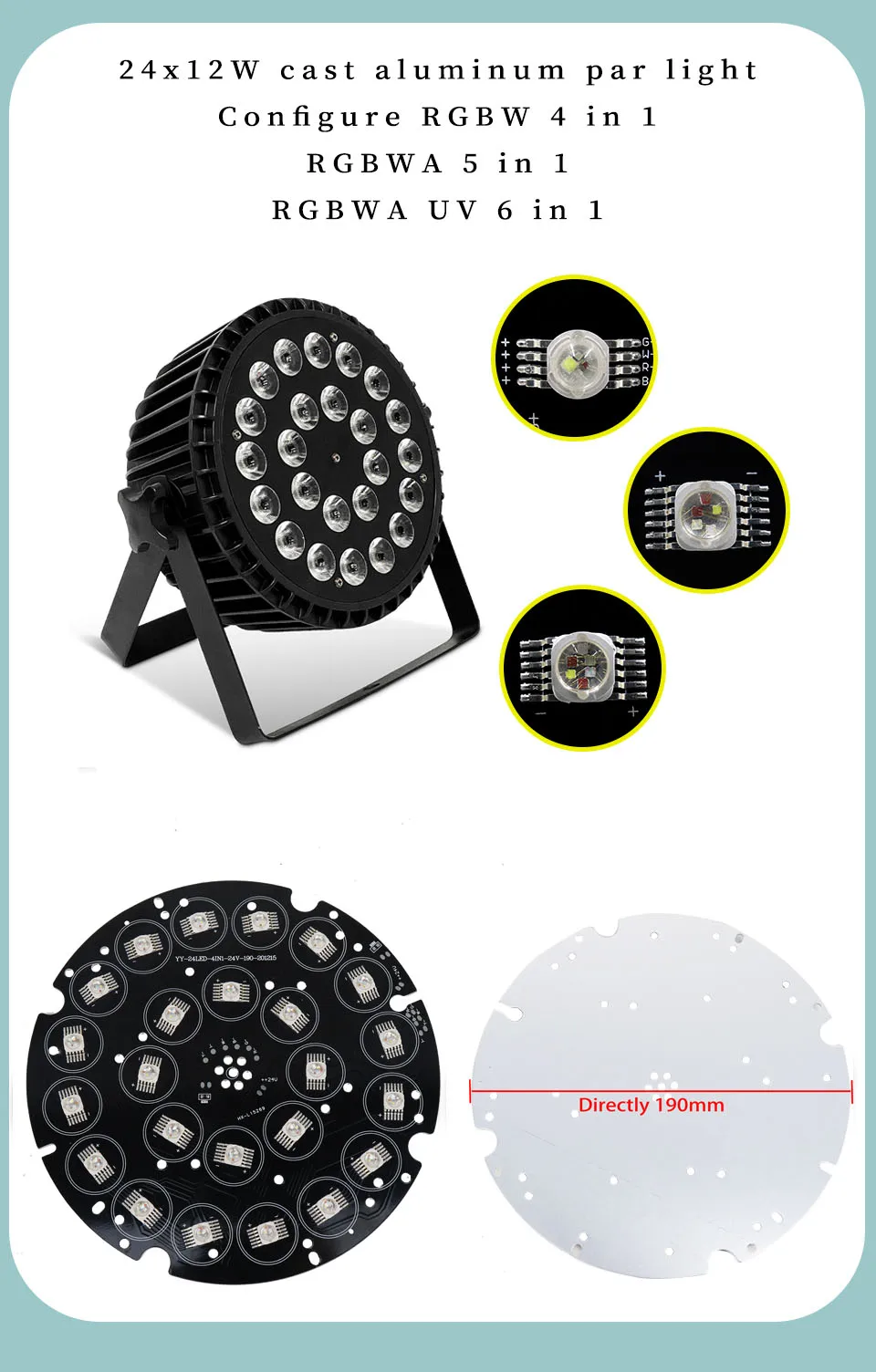 18x12w rgbw 4in1 led par lâmpada talão