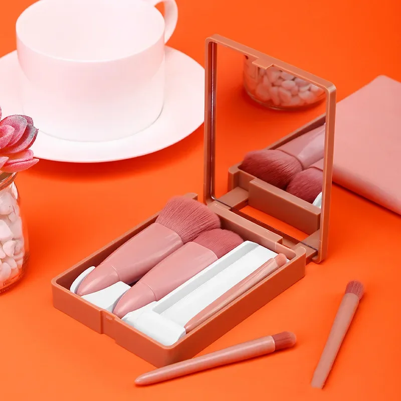 

5pcs/set Mini Makeup Brushes for Women Foundation Powder Eyeshadow Blending Brushes Pink Red Cosmetic Accessories Easy Yo Carry
