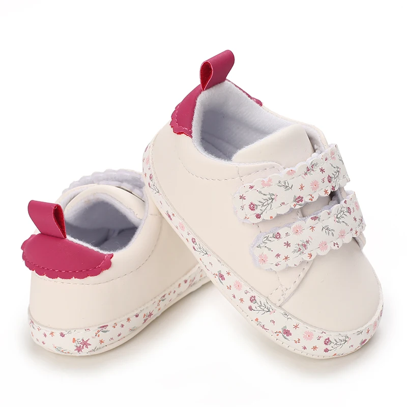 Baby Shoes Infant Pre-Walker Shoes, Floral Embroidery/ Bow Princess Sneakers, Soft Sole Casual Footwear for Baby Girls0-18M - 4