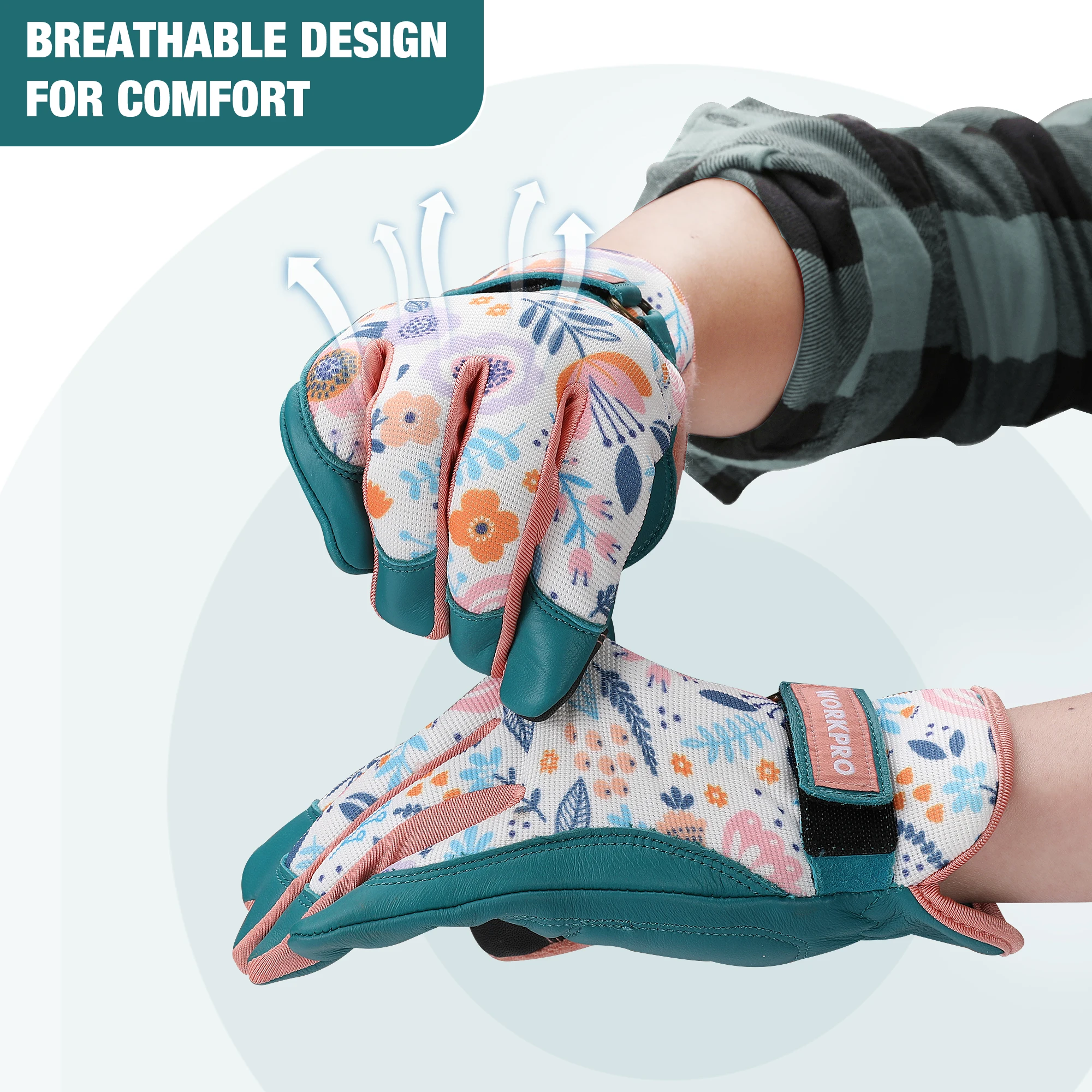 WORKPRO Garden Gloves for Weeding Working Digging Planting Gardening Gloves for light duty Breathable Touchscreen