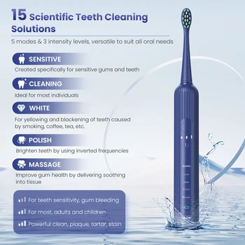 SEJOY Oral Cleaning Personal Sonic Electric Toothbrush Care Appliances lPX7 5 Modes Smart Rechargeable Automatic Toothbrush 5