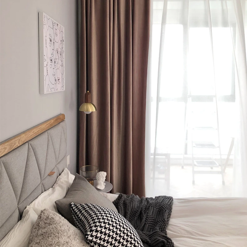 

Modern Dirty Pink Shading Velvet Curtains for Living Room Thickened Fabric Finished Curtains Window Drapes Cortinas Rideaux