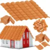 200 Pcs Roof Tiles Model Building Set Red Miniature Tiles for DIY Landscape Kitchen Garden Decoration 1