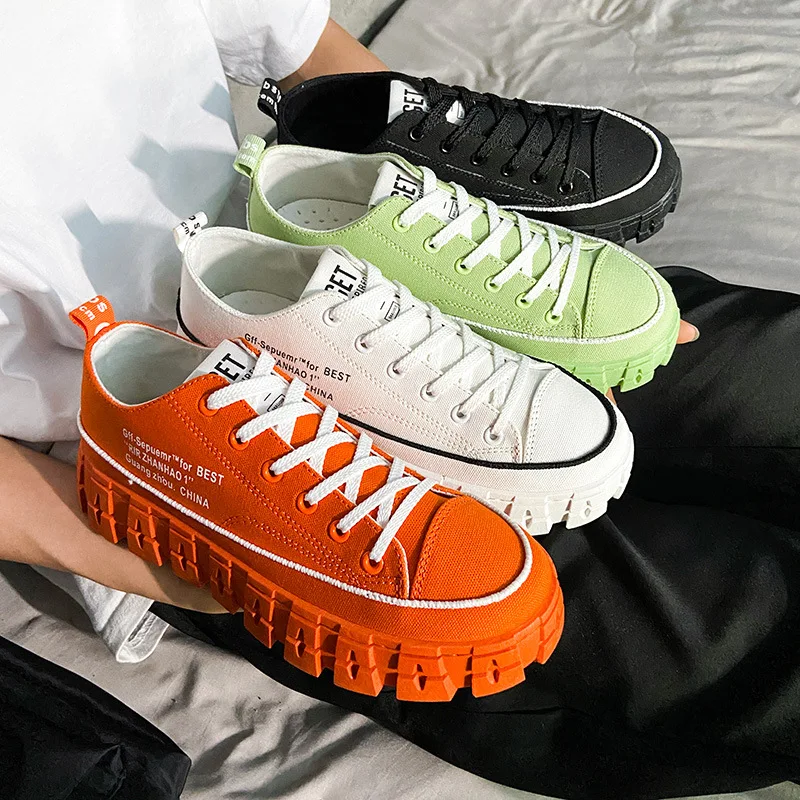 Men Comfortable Platform Sports Shoes Casual Shoes Male Green Solid Color Heighten Couple Man Sneakers New Summer autumn