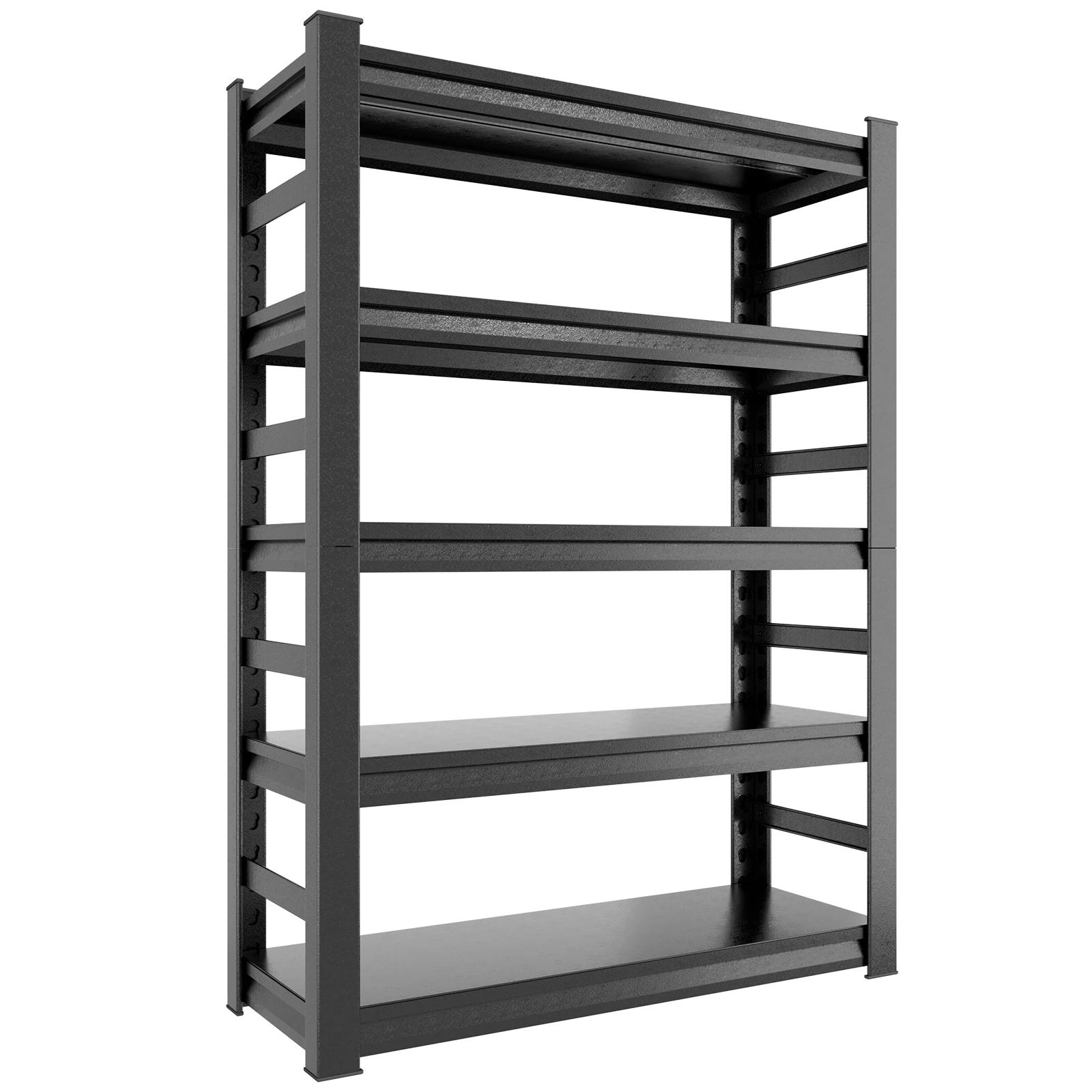 MORGIE 47.2" W Garage Storage Shelving, 3000LBS Heavy Duty Adjustable 5 Tier Metal Shelves Storage Rack With Fences