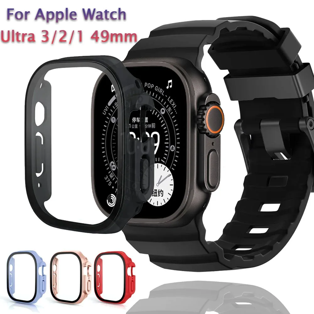 Premium HD Tempered Glass and Protective Case for Apple Watch Ultra - 49mm Screen Protector and Bumper Cover