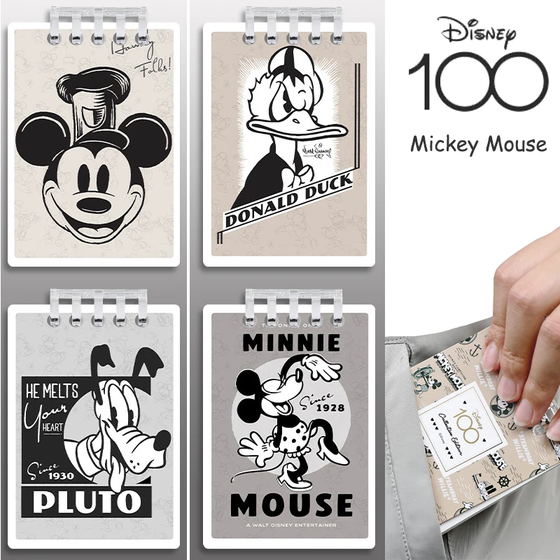 

Disney Animation 100th Anniversary Notebook Portable Removable Retro Mickey Mouse Donald Duck Pluto Anime Notepad Children Gifts