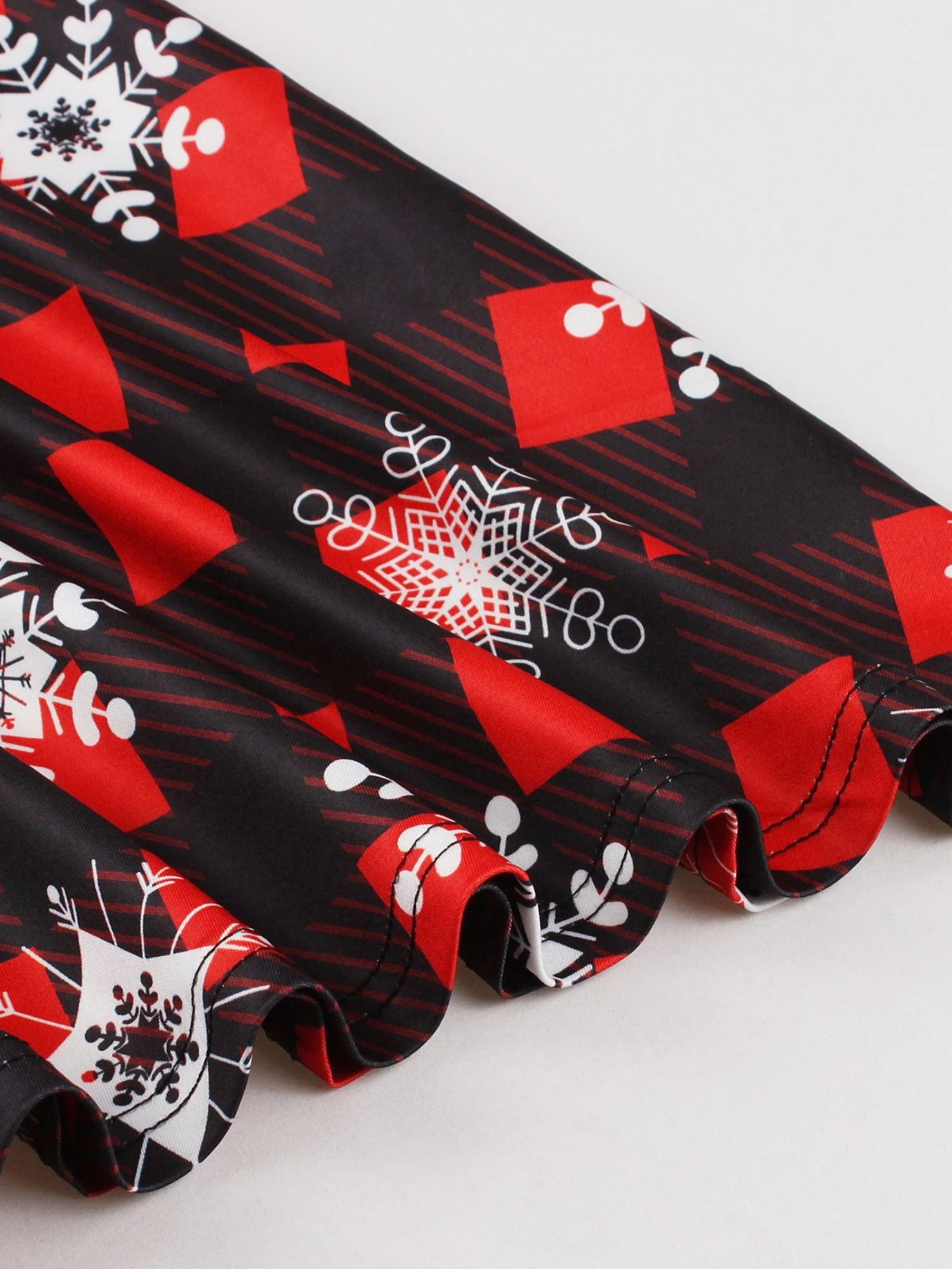 Spring and Autumn Christmas Party Square Neck Waist Long Sleeve Christmas Print Dress