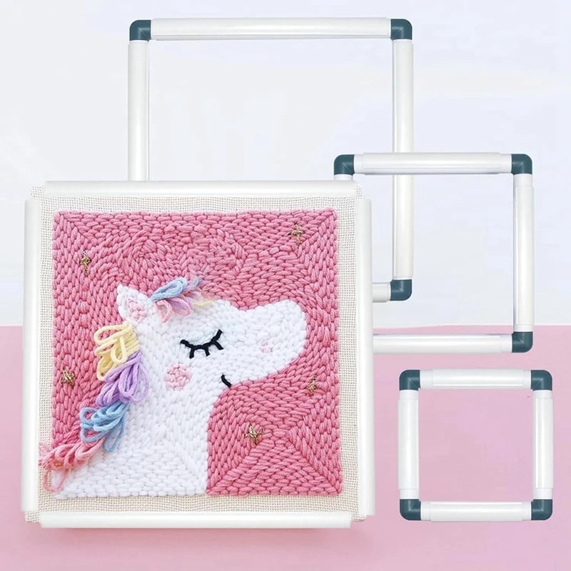 3-Pack Square Embroidery Hoops Cross Stitch Hoops Punch Needle Embroidery Quilting Frame